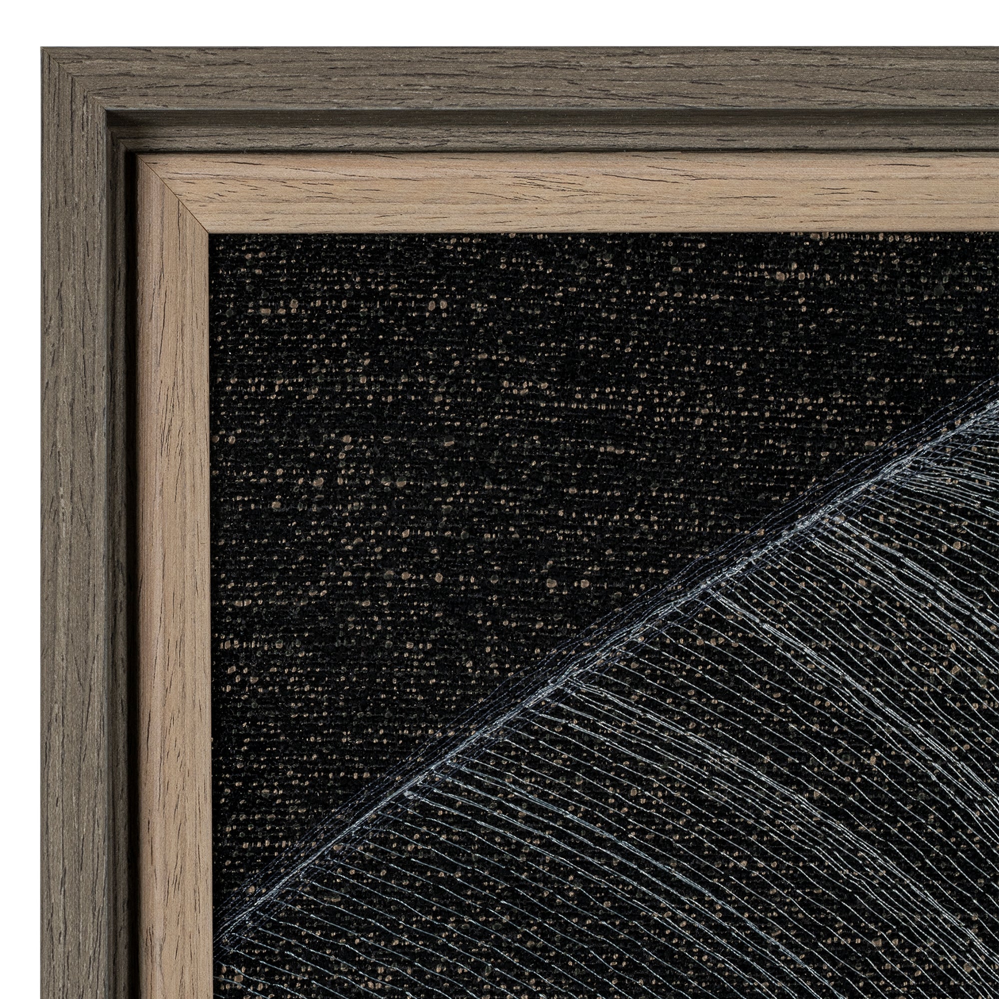 The detail of embroidery wall artwork's high quality wooden frame.