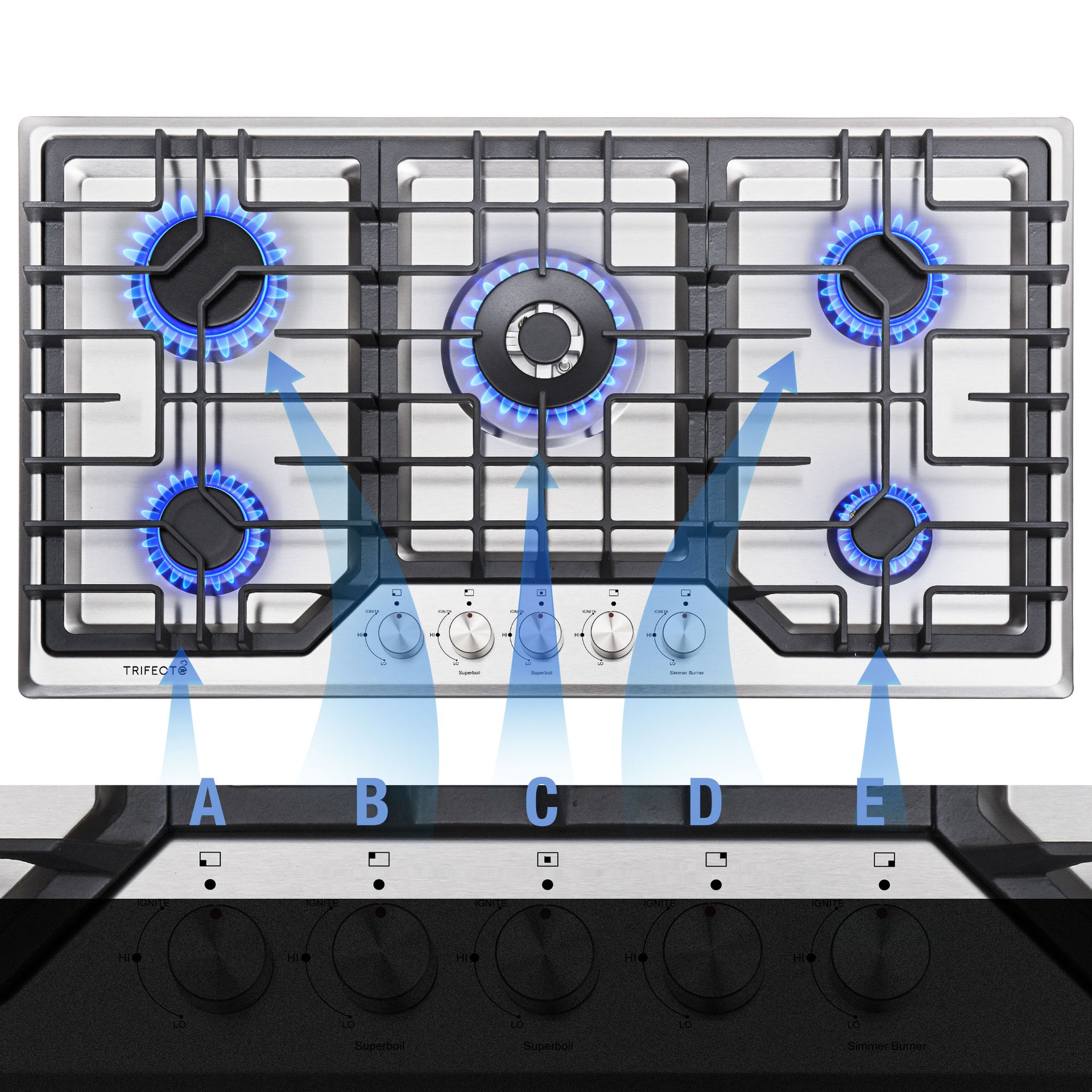 Galway 36 inch 5 Burner Gas Cooktops