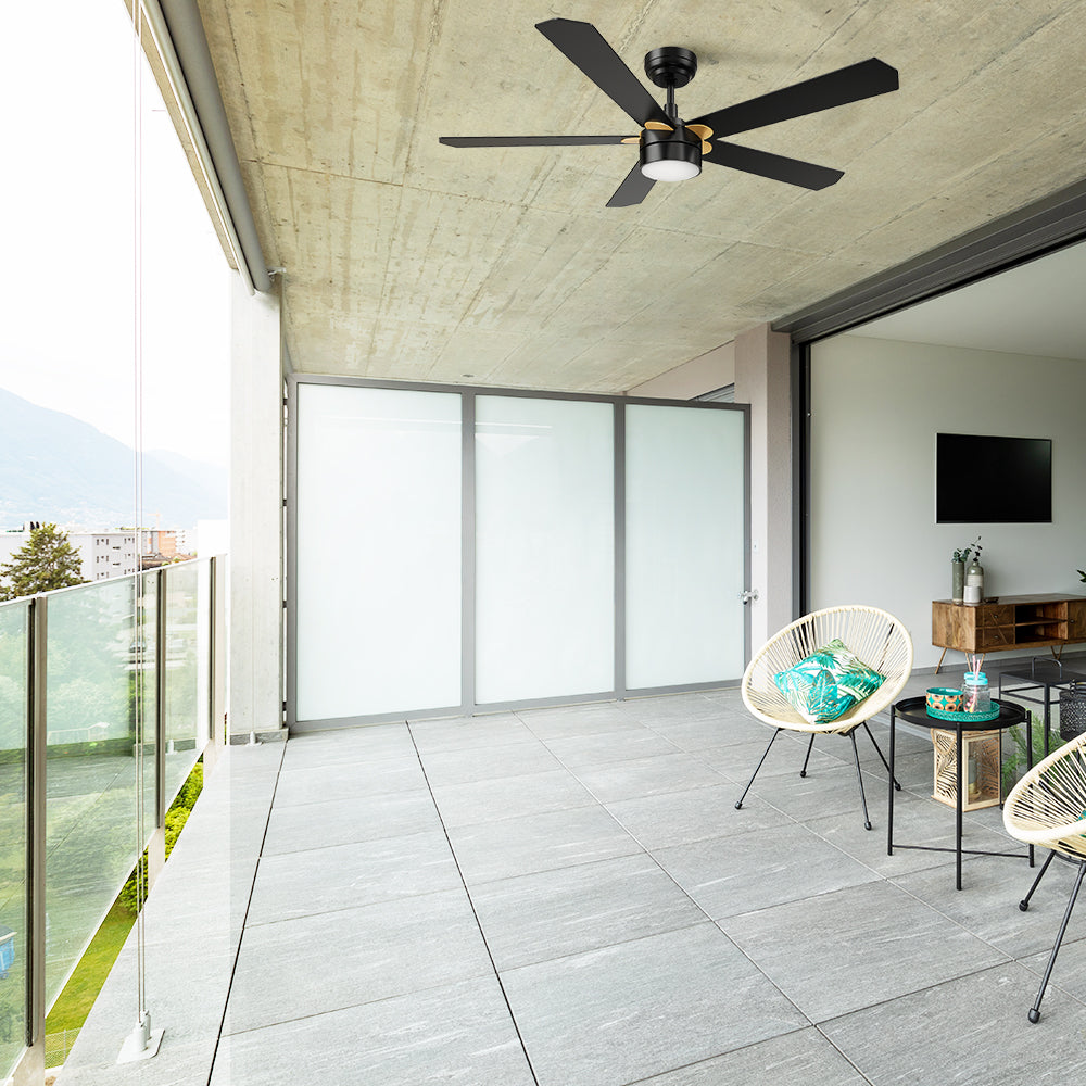 This elegant and durable 52 inch outdoor ceiling fan in black with modern design is perfect for any outdoor spaces. 