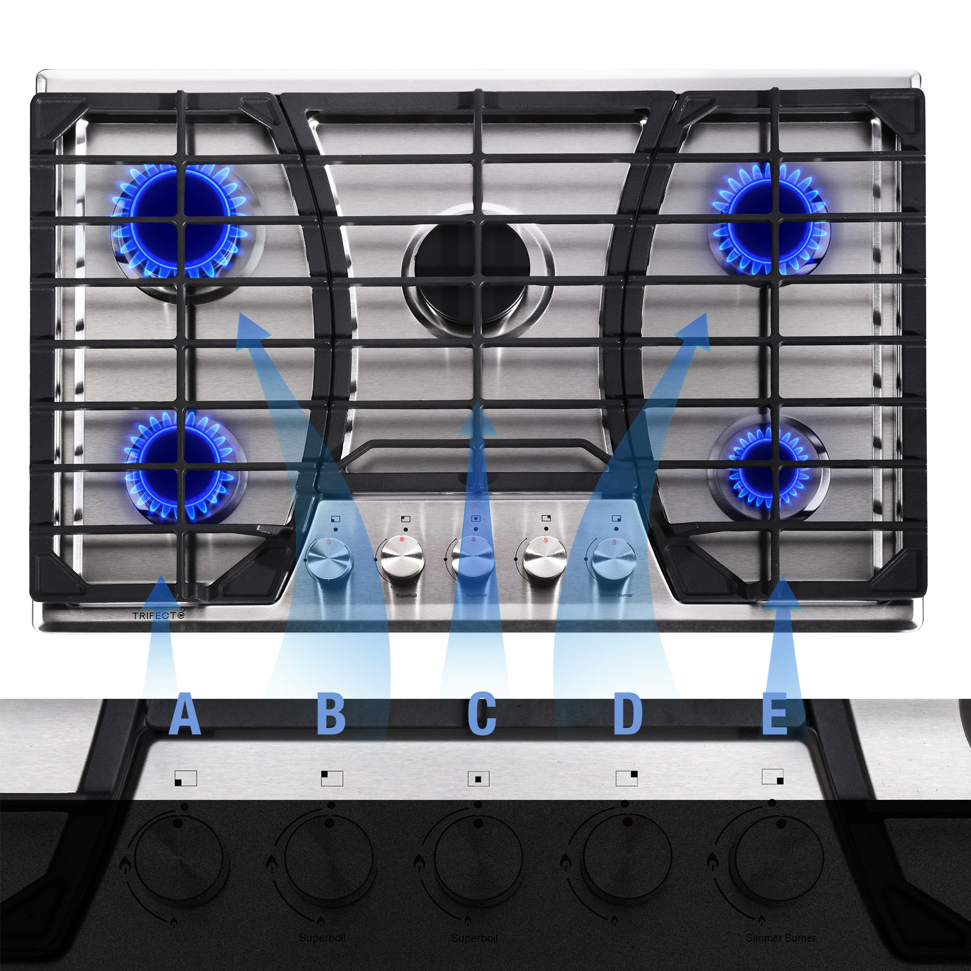 Gustoso 30 inch Gas Cooktops with 5 Burner