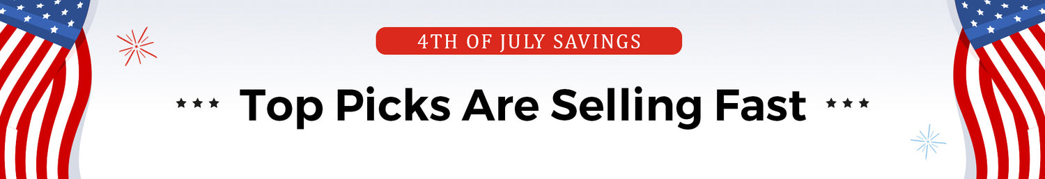 A promotional banner with a blue background, decorated with white stars. White text reads “Top Picks Are Selling Fast,” with a white star above the word “Picks,” suggesting a sense of urgency in the sale.
