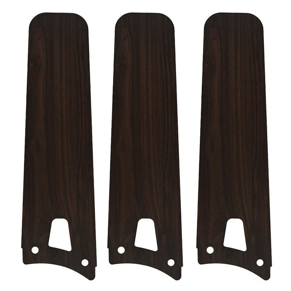 Set of three replacement ceiling fan blades in dark wood color, compatible with the Innovator 52- and 56-inch smart 3-blade ceiling fan model. Each blade has a rounded tip and precision mounting holes for secure installation.