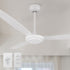 Kade 56-inch white DC motor ceiling fan with remote and wall switch control. Sleek white finish suits modern interiors while offering quiet and energy-efficient performance. 