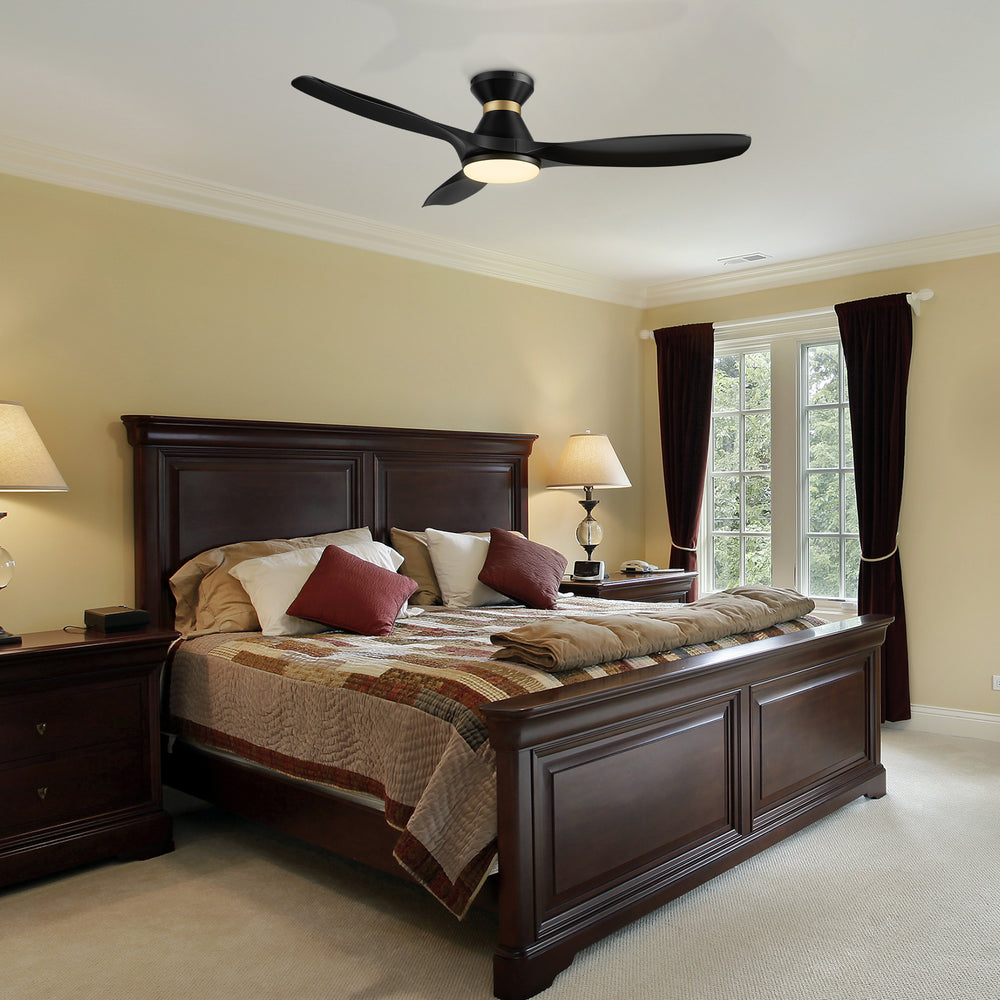 The Kore 52" black smart ceiling fan keeps your space cool, bright, and stylish. This soft modern masterpiece is perfect for large indoor living spaces. The fan boasts a simple design with White finish, very strong ABS blades and an integrated 4000K LED cool light. Additionally, the fan features Remote control, Wi-Fi apps, Siri Shortcut and Voice control technology (compatible with Amazon Alexa and Google Home Assistant ) to easily set your fan preferences. 