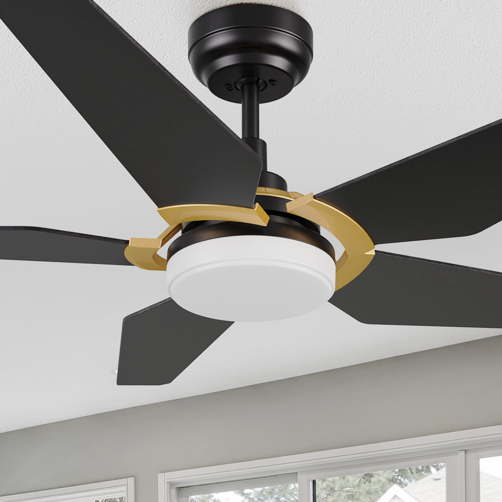 Lanceston 52 5 Blades Remote Ceiling Fan With Led Light Smafan Com