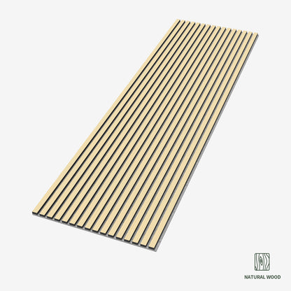 Single Luxury American Oak Acoustic Slat Wood Wall Panel with Gray Felt backing, featuring a sleek, modern design for noise reduction and aesthetic appeal.