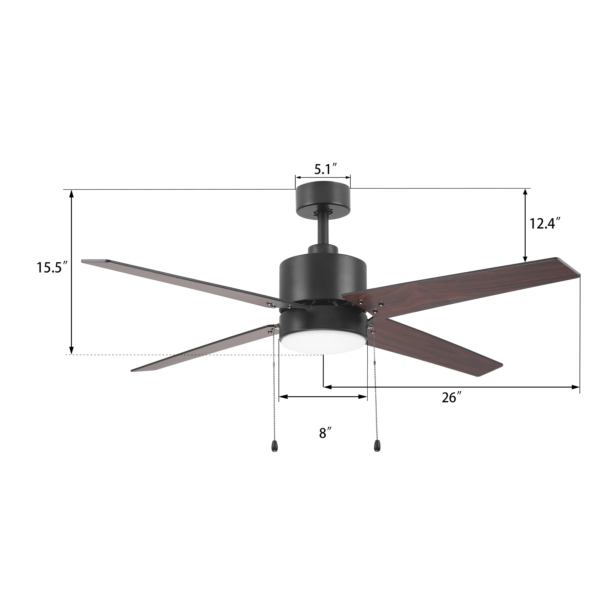 Mabel 52 inch Pull Chain Fan with LED Light