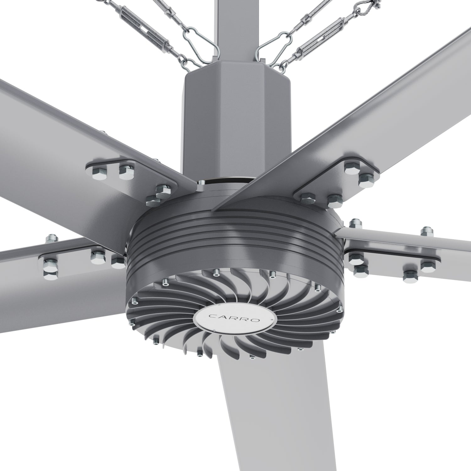 Close-up view of industrial HVLS fan&