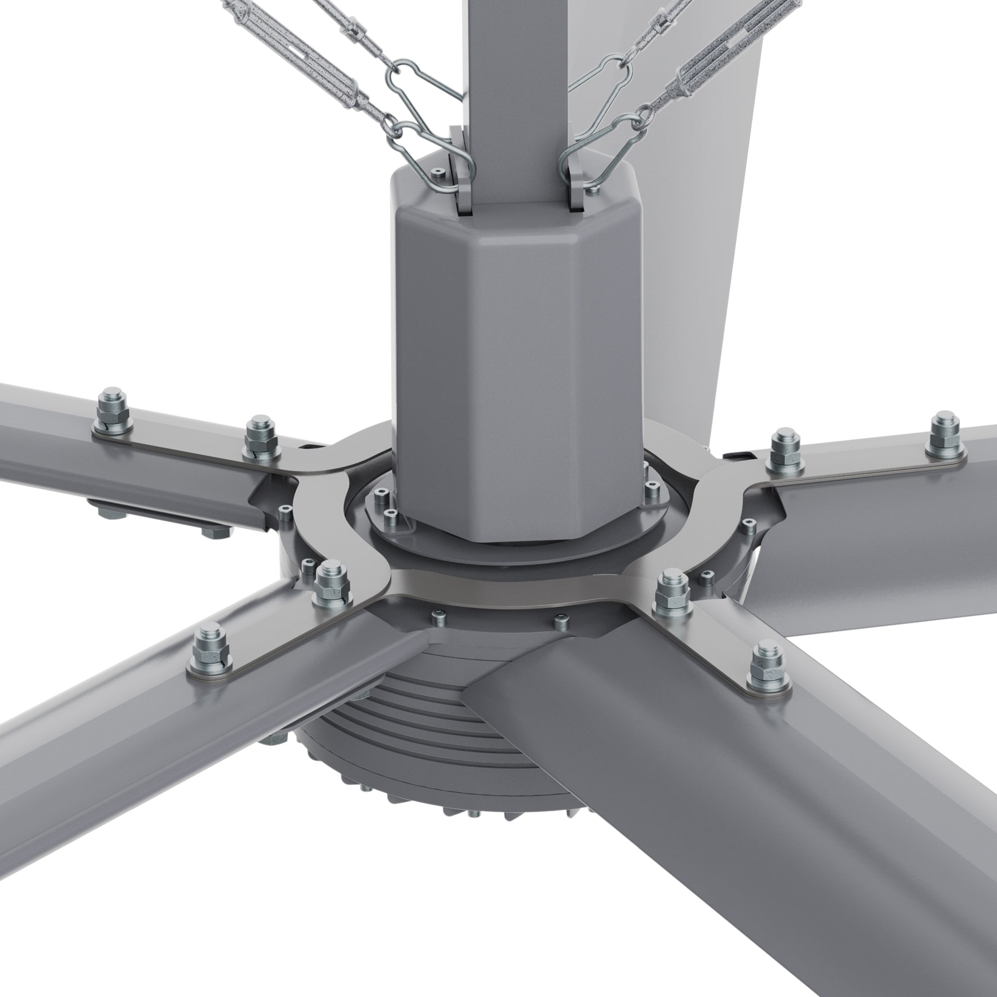 Close-up view of the 16ft industrial fan&