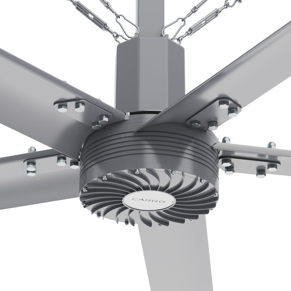 Close-up view of industrial HVLS fan&