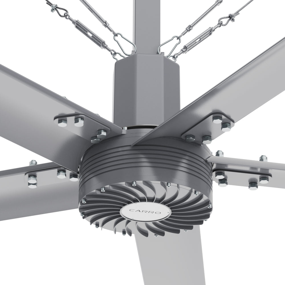 Close-up view of industrial HVLS fan&