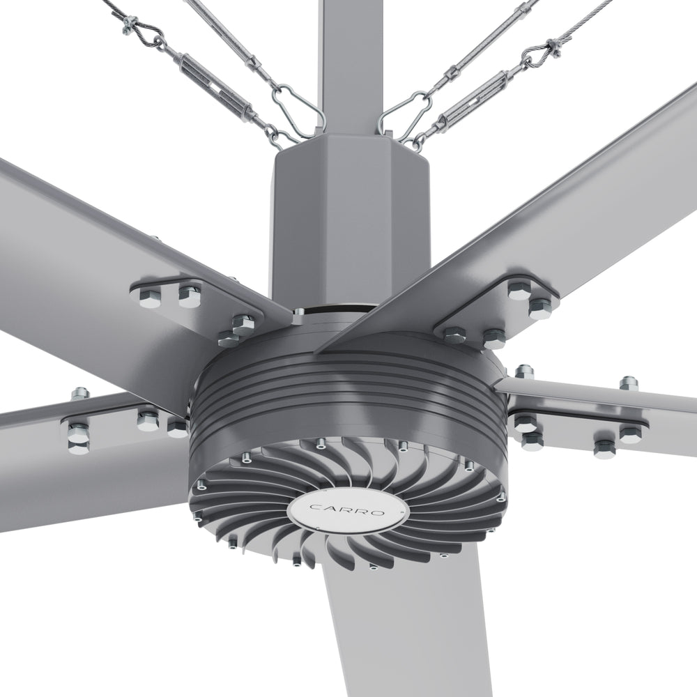 Close-up view of industrial HVLS fan&