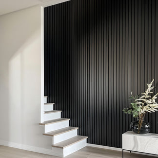 Modern Black Color Matte Acoustic Slat Wall Panels | Wall & Ceiling