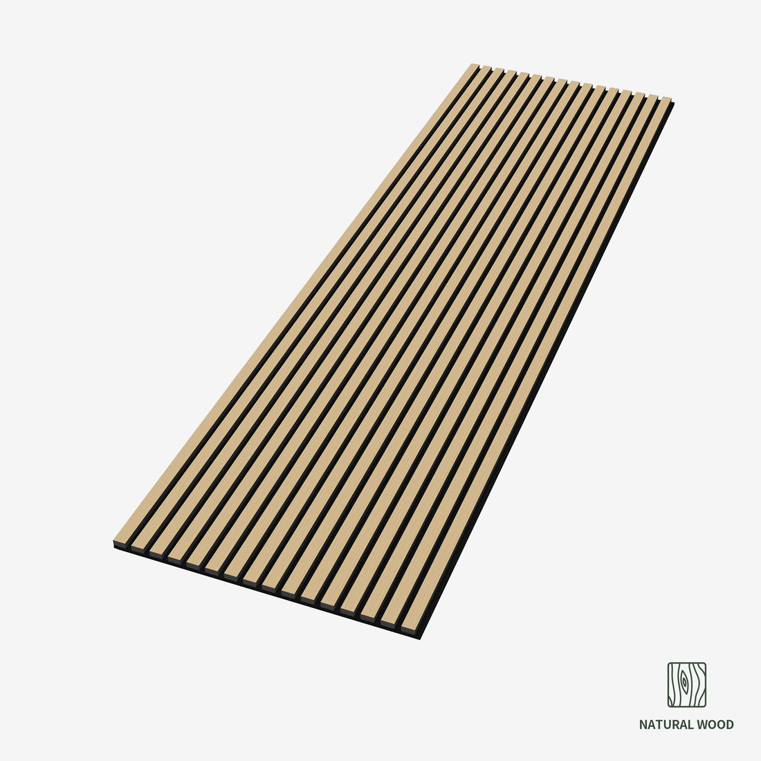 Single panel of natural oak soundproof slat wood wall, featuring an eco-friendly wood grain finish and acoustic properties, ideal for reducing echoes in modern living spaces.