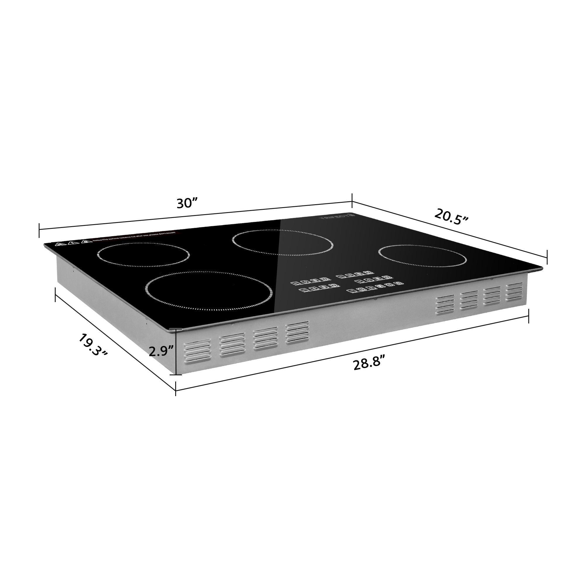 the dimension information about the cooktop ranges with induction 