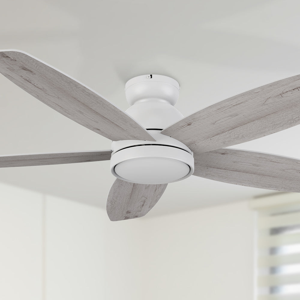 Povjeta 52" white low profile Ceiling Fan with Remote and Light Kit Included. 
