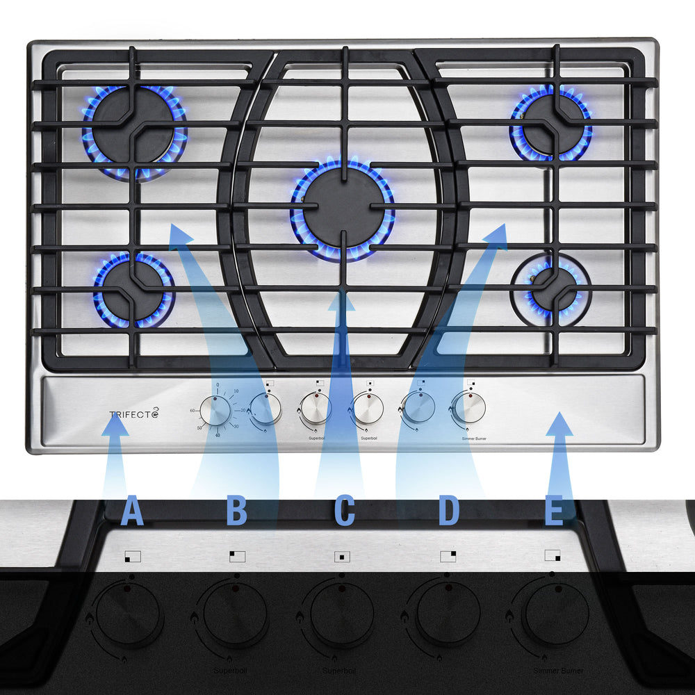 Sabroso 30" Gas Cooktops with 5 Burner