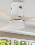 Carro Alfa 52 inch smart outdoor ceiling fan design with white finish, elegant light Wood blades and has an integrated 4000K LED daylight. 
