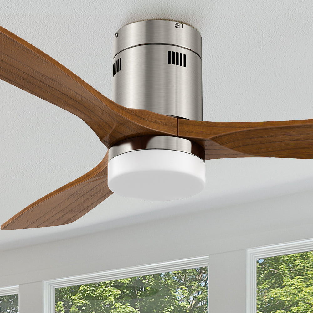 Carro Alfa 52 inch smart outdoor ceiling fan design with silver finish, elegant Solid Wood blades and has an integrated 4000K LED daylight. #color_silver