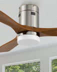 Carro Alfa 52 inch smart outdoor ceiling fan design with silver finish, elegant Solid Wood blades and has an integrated 4000K LED daylight. 