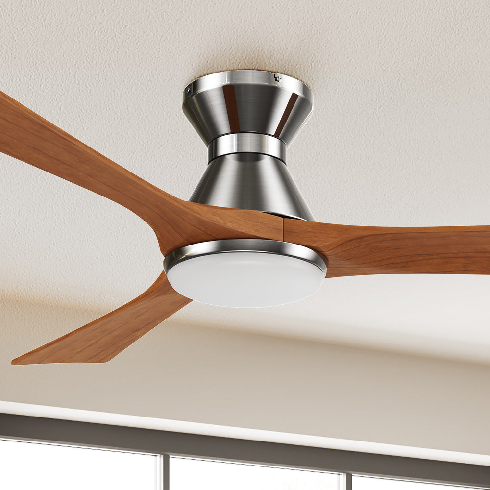 Carro Antrim 52 inch smart ceiling fan with light designs with silver finish, use elegant solid wood blades and has an integrated 4000K LED daylight. #color_silver