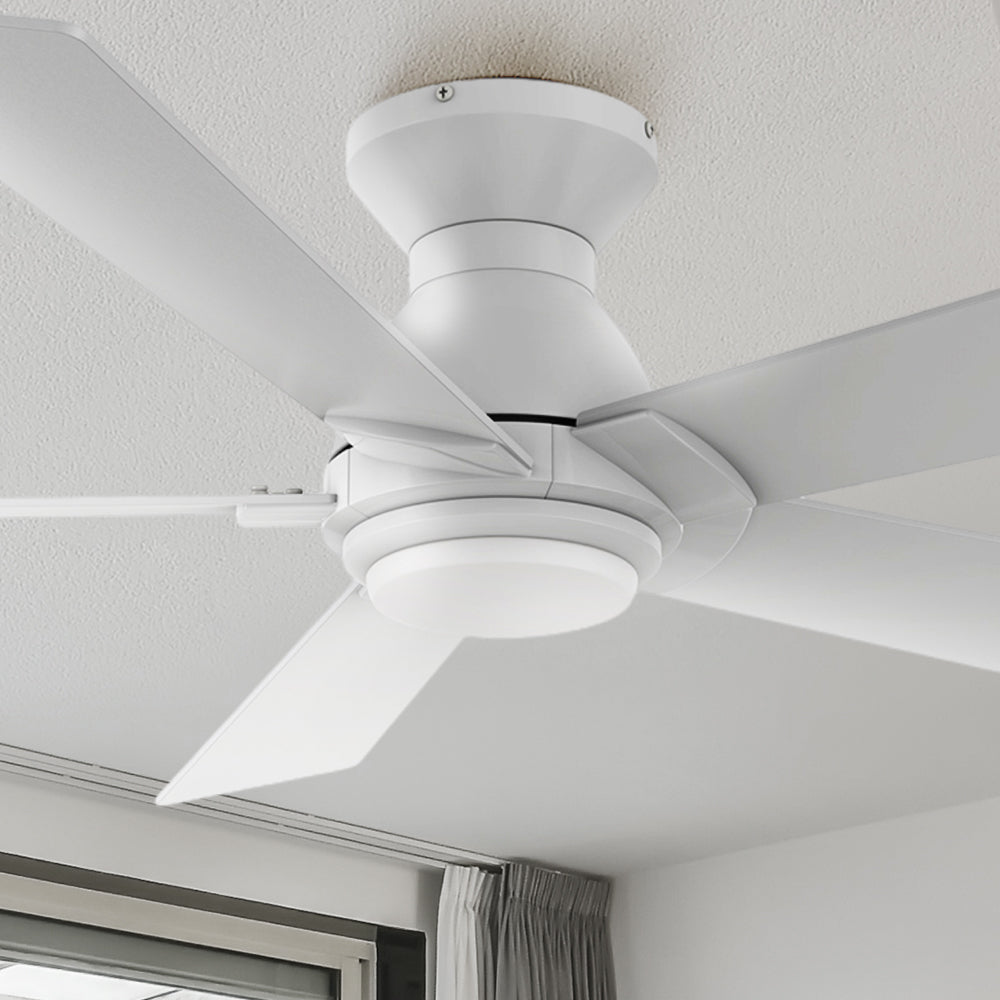 Carro Armoy 52 inch ceiling fan with light design with a white finish, elegant plywood blades and an integrated 4000K LED cool light. 
