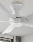 Carro Armoy 52 inch ceiling fan with light design with a white finish, elegant plywood blades and an integrated 4000K LED cool light. 