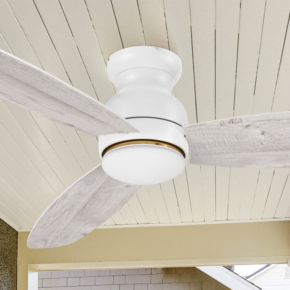  Arran 60 inch smart ceiling fan with lights, features a sleek silhouette, elegant blades, and a timeless white finish for the ideal fit in any home interior! #color_white&light-wood