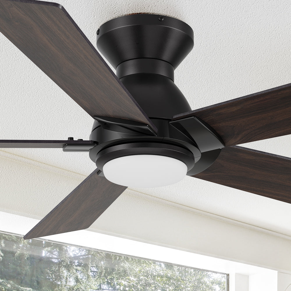 Carro Aspen 48 inch smart ceiling fan with light wood finish, elegant Plywood blades and integrated 4000K LED cool light. 