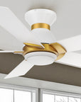 Carro Aspen 48 inch smart ceiling fan with White finish, elegant Plywood blades and integrated 4000K LED cool light. 