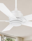 Carro Aspen 48 inch smart ceiling fan with White finish, use elegant Plywood blades and has an integrated 4000K LED cool light. 