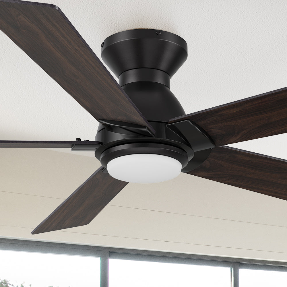 Carro Aspen 52 inch flush mount outdoor ceiling fan with light designed with a silent DC motor. #color_wood