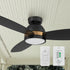 Carro Biscay 48 inch smart outdoor ceiling fan with wall switch and remote, designed with black and gold finish, elegant plywood blades and integrated 4000K LED daylight. 