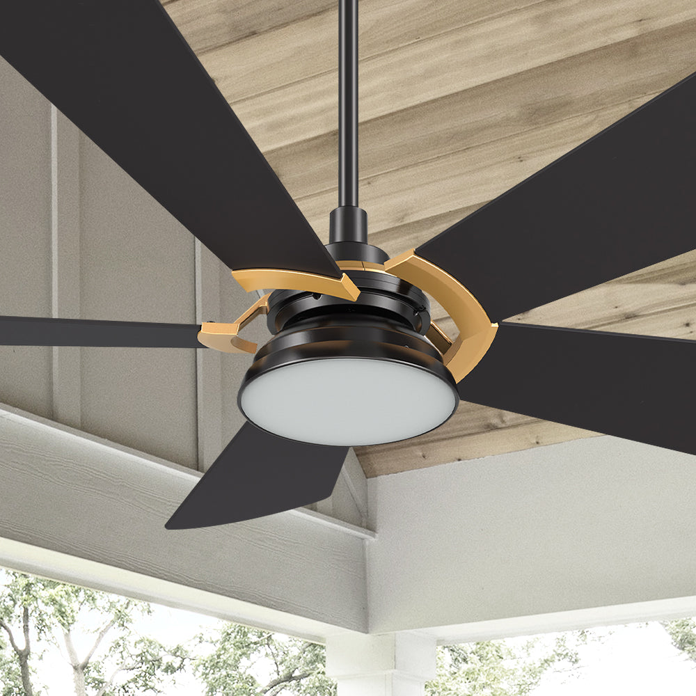 Smafan Bradford 52 inch smart outdoor ceiling fan with light designs with Black finish, elegant Plywood blades and an integrated 4000K LED daylight. 
