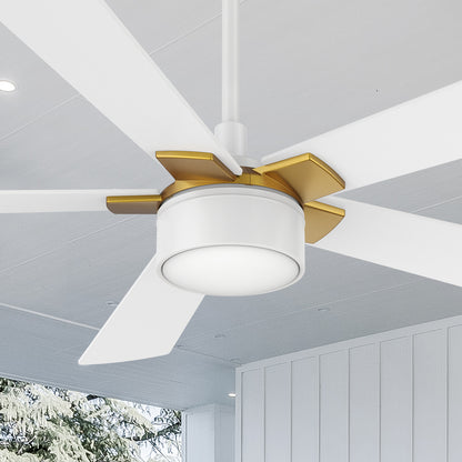 Carro Brescia 52 inch smart ceiling fan with White finish, elegant Plywood blades and integrated 4000K LED cool light. 