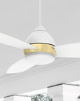 Carro Bretton 48 inch smart outdoor ceiling fan with White finish, elegant Plywood blades and has an integrated 4000K LED cool light.