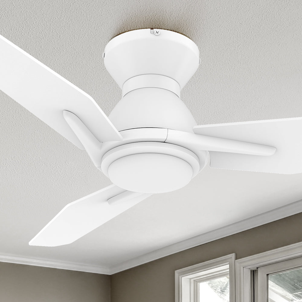 Carro Smafan Brooks 48 inch smart ceiling fans design with pure white finish, use elegant Plywood blades and has an integrated 4000K LED daylight.#color_white
