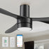 Carro Coleman 52 inch smart ceiling fan low profile design, with black finish, strong ABS blades, wall switch, remote and app phone control. 