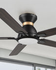 Smafan Essex 52 inch flush mount smart ceiling fans with light design with dark wood finish, use elegant plywood blades, glass shade and has an integrated 4000K LED daylight. 