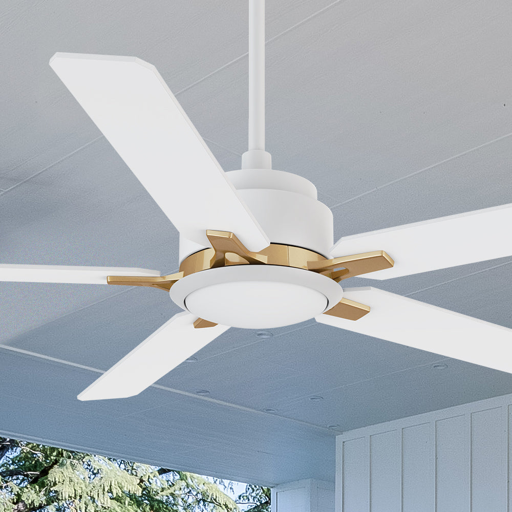 Smafan Essex 52 inch downrod smart ceiling fans with remote. with an integrated 4000K LED daylight. #color_white