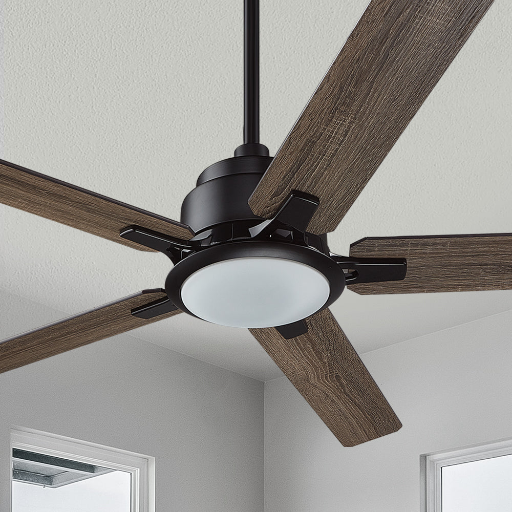 Smafan Essex 52 inch smart ceiling fan designs with wooden finish, elegant plywood blades and an integrated 4000K LED daylight. 