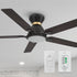 Smafan Essex 52 inch flush mount smart ceiling fans with light design with dark wood finish, use elegant plywood blades, glass shade and has an integrated 4000K LED daylight. 