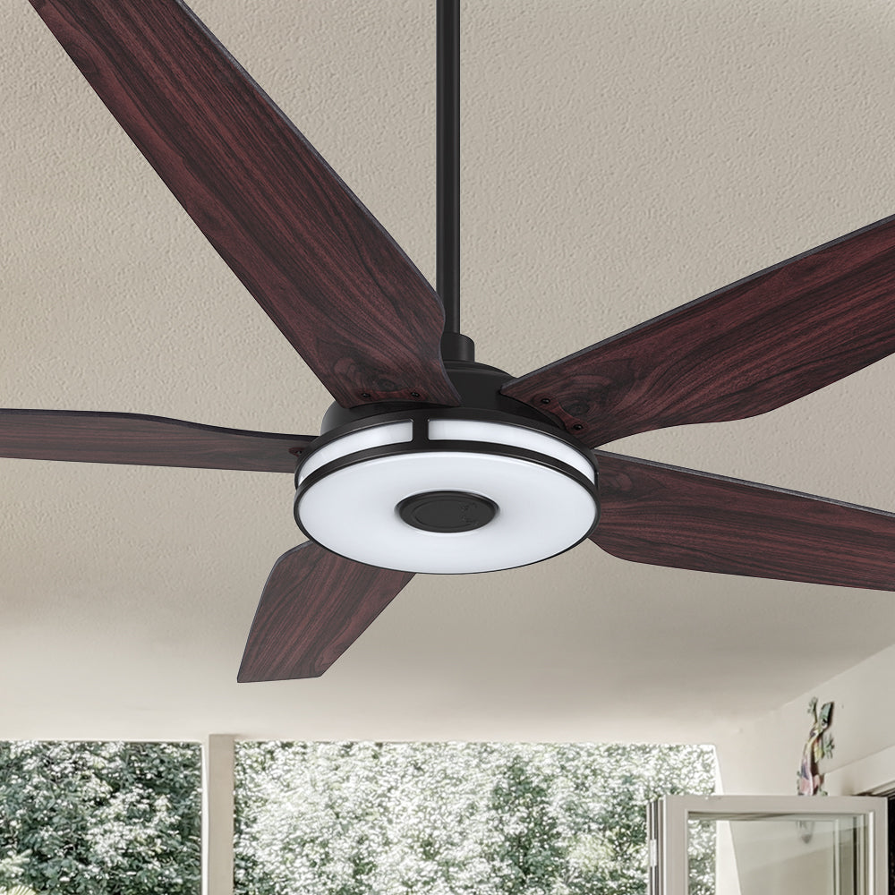 Carro Explorer 56'' 5-Blade Smart Ceiling Fan with LED Light Kit & Remote. Google Assistant and Alexa enable. #color_Caramel-wood