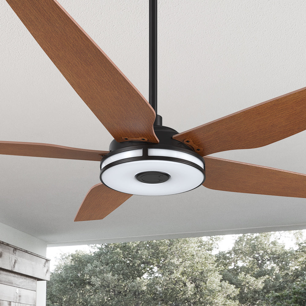 Carro Explorer 56'' 5-Blade Smart Ceiling Fan with LED Light Kit & Remote. #color_Fine-Wood