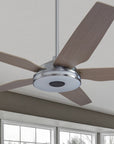 Explorer Outdoor 56" Smart Ceiling Fan with LED Light Kit-Silver case and wood grain fan blades