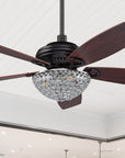 Smafan Carro Henderson 52 inch crystal ceiling fan design with black finish, elegant Plywood blades and compatible with LED bulb(Not included).