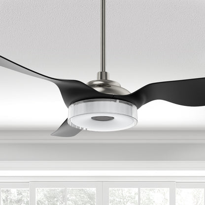 Smafan Icebreaker 56 inch smart ceiling fan in Silver Black, integrated 4000K LED light kit. 