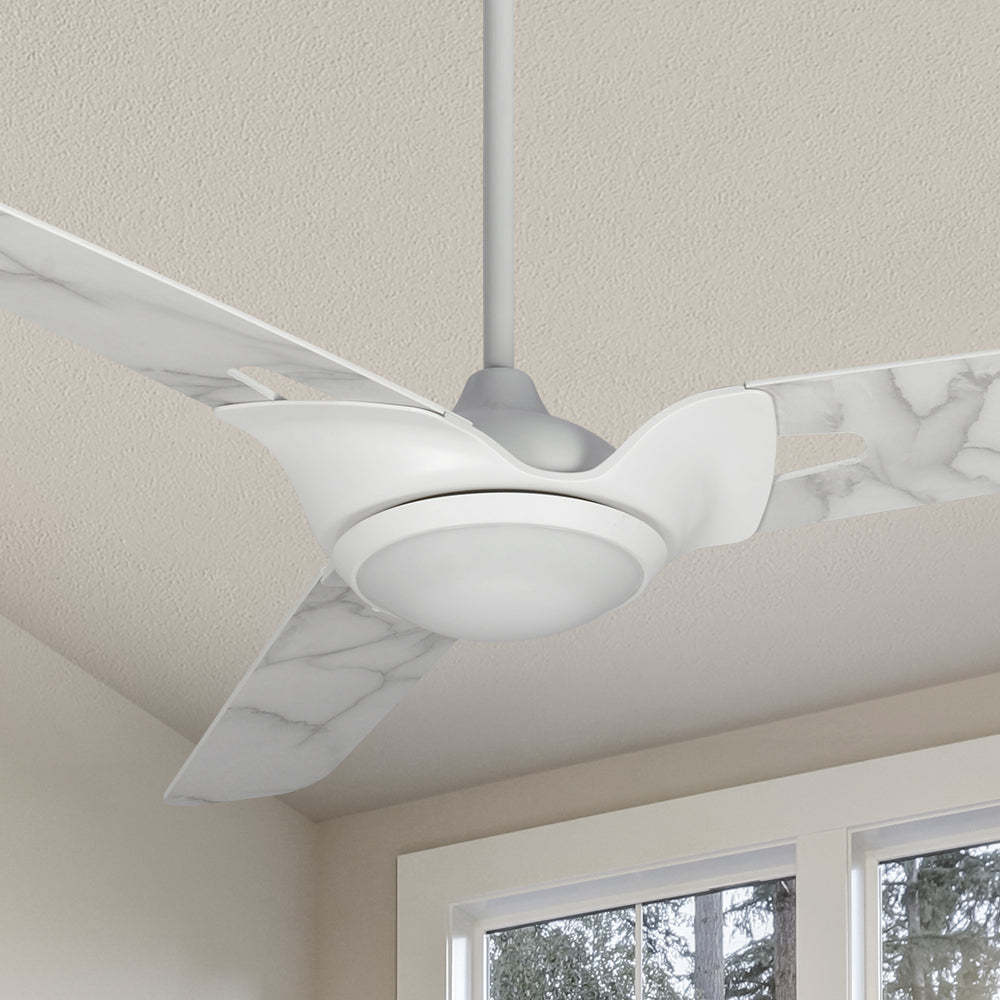Smafan Innovator 56 inch smart ceiling fan with dimmable LED kit with 3 light settings, 10-speed whisper-quiet DC motor. #color_White