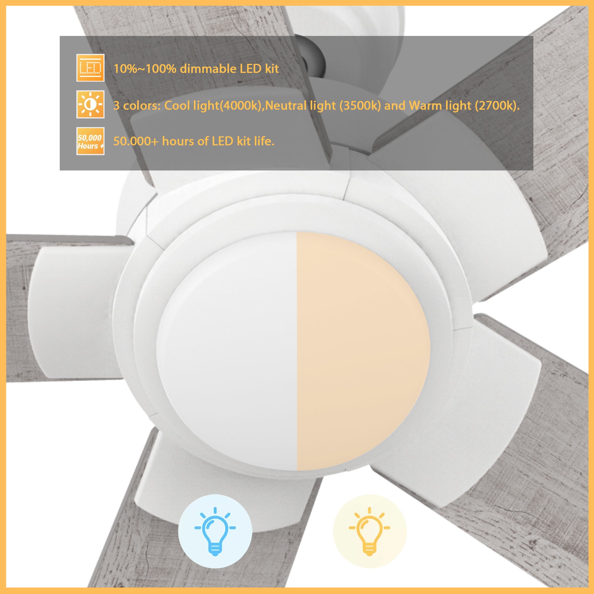 Carro Kalmar 60 inch remote control ceiling fan design with an integrated 4000K LED cool light. 