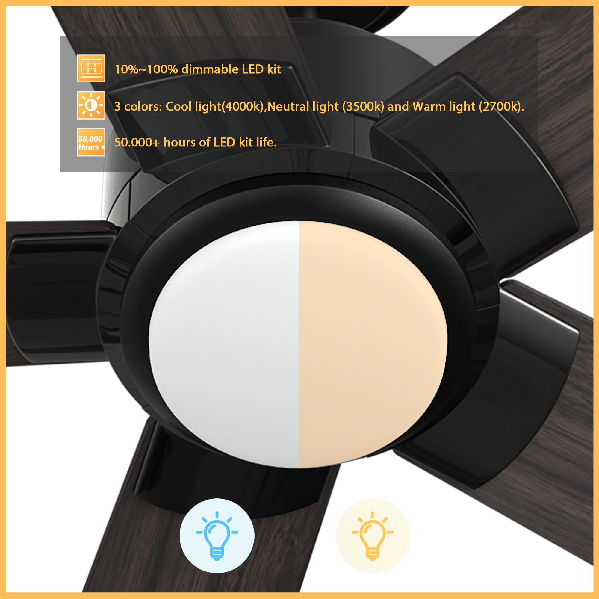 Carro Kalmar 60 inch remote control ceiling fan design with an integrated 4000K LED cool light. 